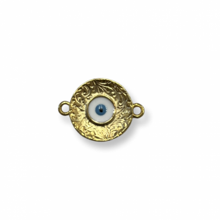 Μάτι σμαλτένιο  επίχρυσο  με κρικάκια 2*1.5cm