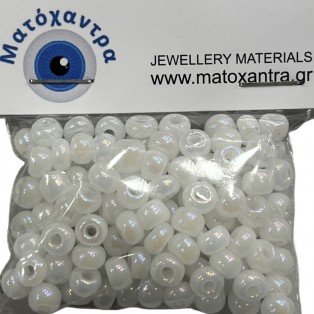 Γυάλινο χαντάκι   άσπρο   ιριδίζουν   6mm-32grm