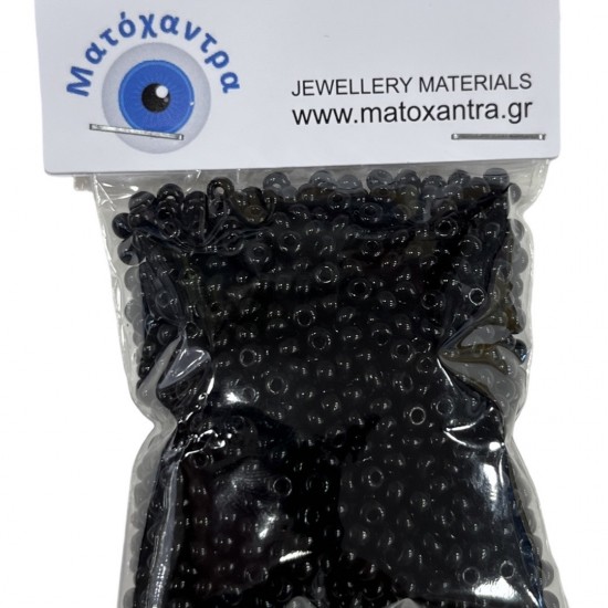 Γυάλινα Χαντράκια Preciosa Μαύρα Στρογγυλά 4mm 40gr