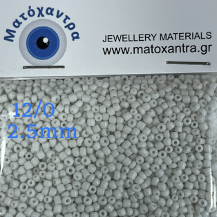 Γυάλινο Χαντράκι  άσπρο 12/0 -2.5mm 65 gr