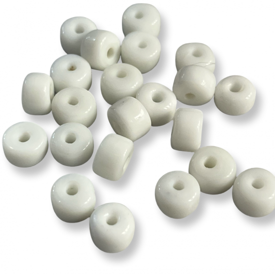 Γυάλινη χάντρα ροδέλα  άσπρο  8*5mm