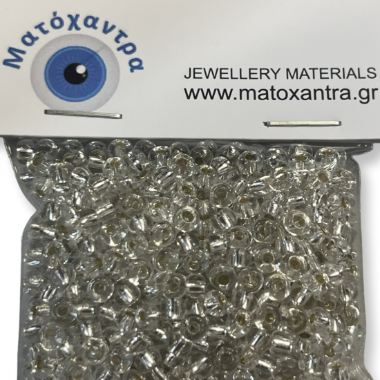 Γυάλινα Χαντράκια Preciosa Διάφανο Ασημί 4mm 40gr