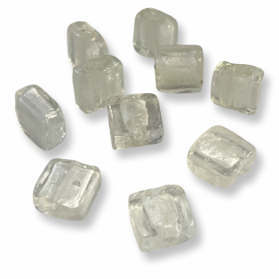 Χάντρα Murano Τετράγωνη Διάφανη 13x13mm για Κοσμήματα & Διακόσμηση