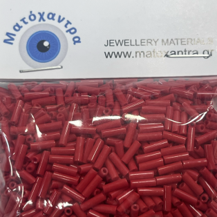 Γυάλινο Μακαρόνι Κόκκινο 7mm 64gr Preciosa για Κοσμήματα & Κέντημα