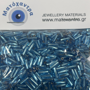 Γυάλινο μακαρόνι γαλάζιο ιριδίζον 7mm 64gr