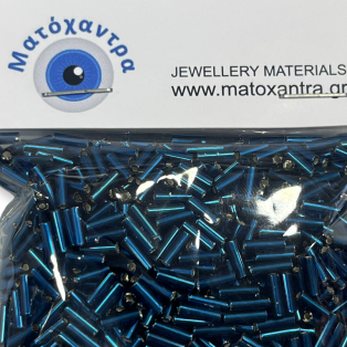 Γυάλινο Μακαρόνι Μπλε Μεταλλικό 7mm 64gr Preciosa για Κοσμήματα