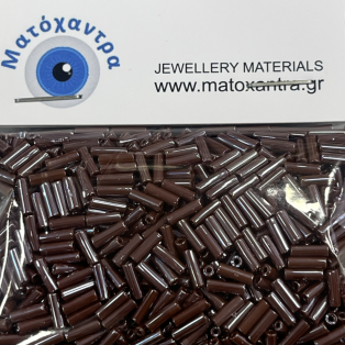 Γυάλινο μακαρόνι καφέ 7mm 64gr