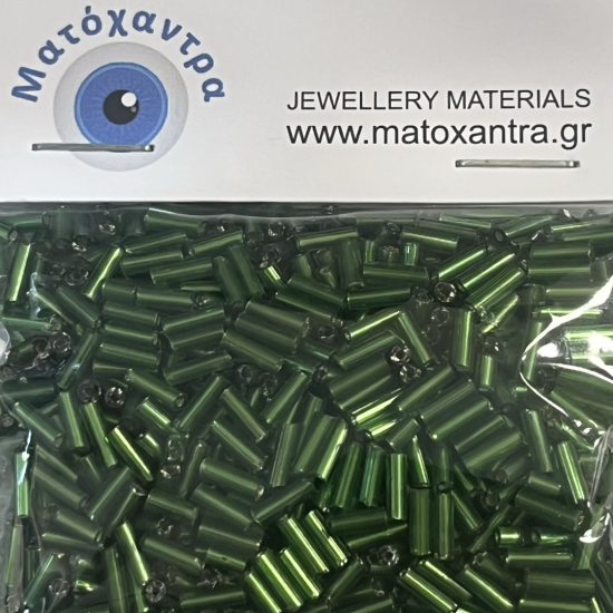 Γυάλινο Μακαρόνι Πράσινο 7mm Συσκευασία 64gr 7mm