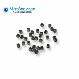 Ατσάλινη  χάντρα τετράγωνη 3χ3mm ασημί