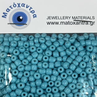 Γυάλινο Χαντράκι 6/0 Τιρκουάζ 4mm με Τρύπα 0.7mm – Συσκευασία 65gr
