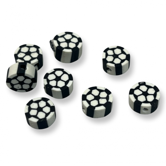 Χάντρα Fimo Μπάλα Ποδοσφαίρου 10x5mm – 50 Τεμάχια