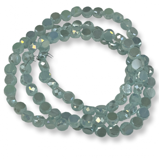 Γυάλινη Χάντρα Rondelle 6x4mm AB Aqua Τιρκουάζ – Σειρά 50cm