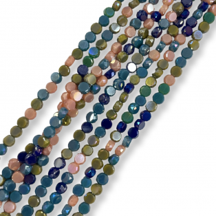 Γυάλινη Χάντρα Rondelle 4x3mm Mix AB – Σειρά 40cm (100 Χάντρες)