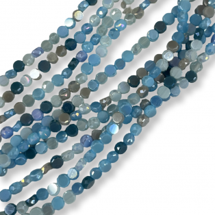 Γυάλινη Χάντρα Rondelle 4x3mm Mix AB Γαλάζιες Αποχρώσεις – Σειρά 40cm (100 Χάντρες)