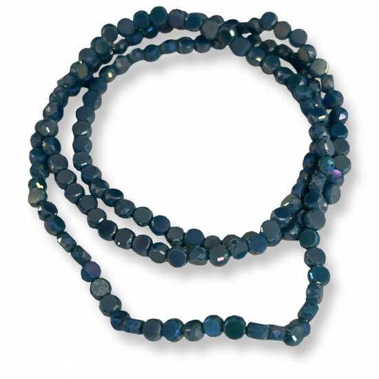 Γυάλινη Χάντρα Rondelle 4x3mm AB Πετρόλ – Σειρά 50cm (150 Χάντρες)