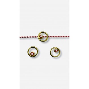 Μεταλλικό μάτι επίχρυσο   κόκκινο 1.2cm