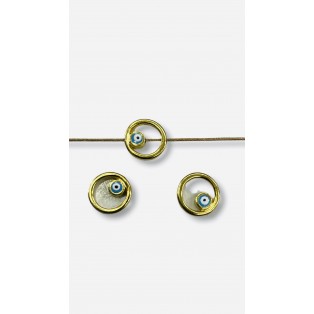 Μεταλλικό μάτι  τουρκουάζ  επίχρυσο 1.2cm