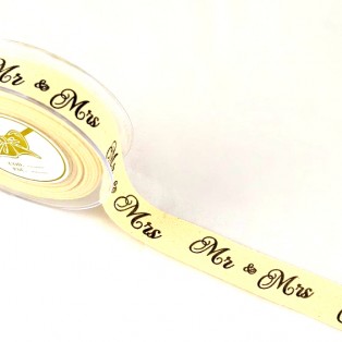 Κορδέλα ψαροκόκαλο mr and mrs 2,5cm-9m/rb12