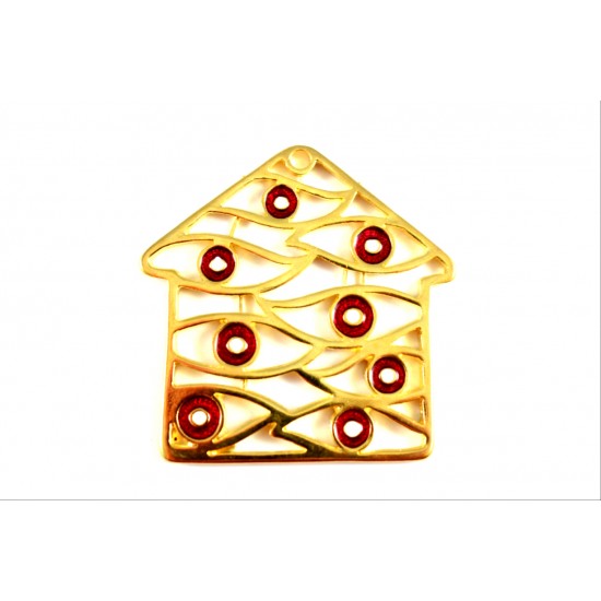 Μεταλλικό Σμαλτένιο Σπίτι Μπορντό   5.5* 5.5cm 