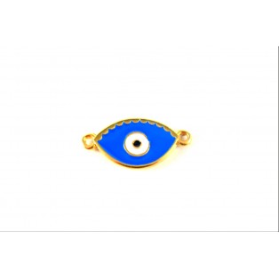 Σμαλτένιο ματάκι με κρικάκια μπλε 1*2,3cm