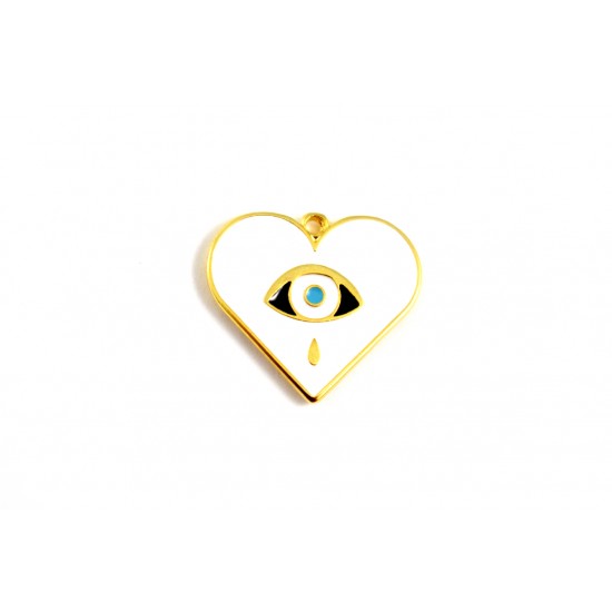 Σμαλτένια καρδιά με μάτι 2,2*2,4cm-6τμχ/mgs086