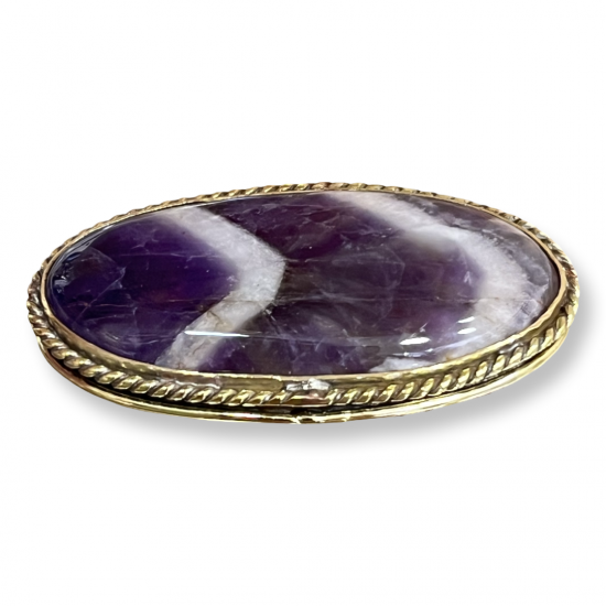 Amethyst chevron καπουσόν οβάλ 41x21mm