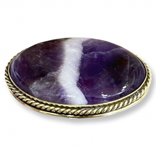 Amethyst chevron καπουσόν οβάλ 37x25mm
