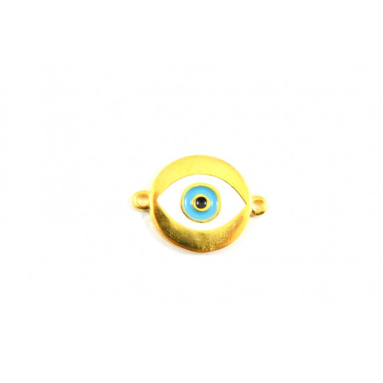 Μεταλλικό μάτι  σμαλτένιο τιρκουάζ 2,5*2cm-  MSM060