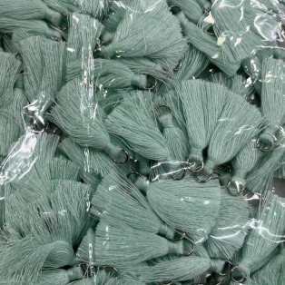 Βαμβακερή φούντα με κρικάκι 3cm ανοιχτό βεραμάν