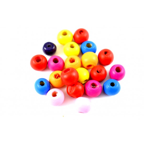 Ξύλινες χάντρες 100 τμχ multi 10mm KSX003