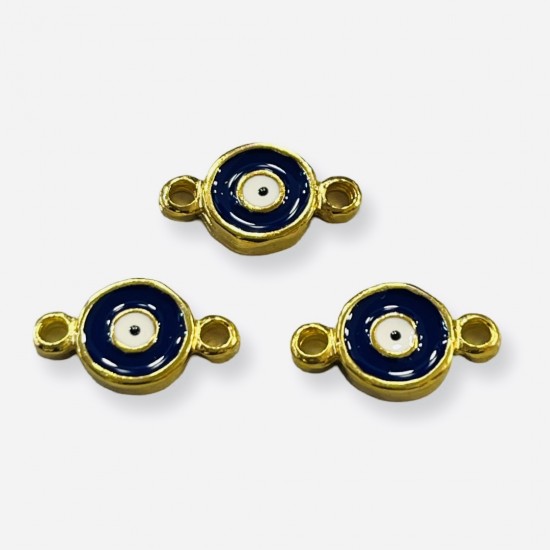 Μάτι σμαλτένιο  επίχρυσο με κρικάκια 15x8mm 