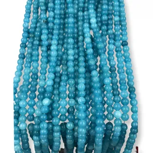 Jade Πέτρες 6mm Μπλε Στρογγυλές – Σειρά 38cm ~67 Χάντρες