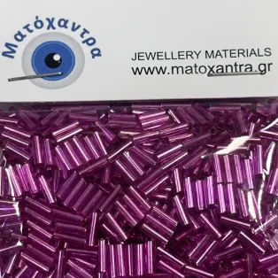 Γυάλινο μακαρόνι φούξια 7mm 64gr