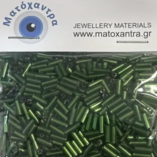 Γυάλινο Μακαρόνι Πράσινο 7mm Συσκευασία 64gr