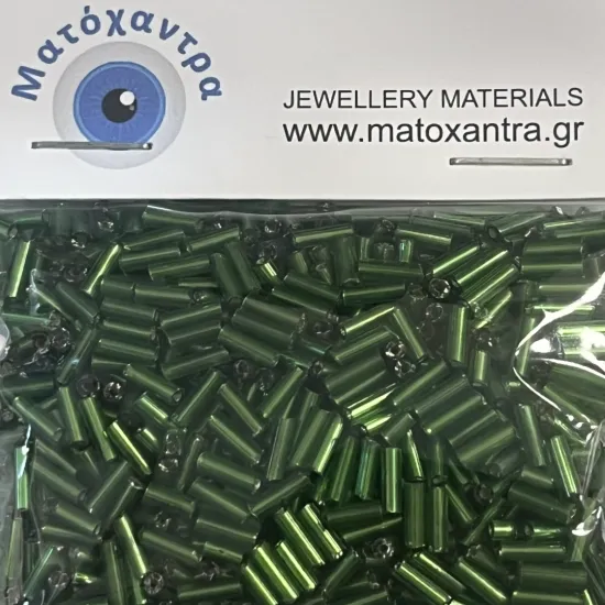 Γυάλινο Μακαρόνι Πράσινο 7mm Συσκευασία 64gr 7mm
