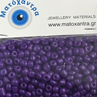 Γυάλινα χαντράκια μωβ 4mm Συσκευασία 64gr