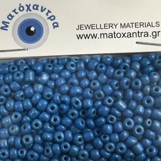 Γυάλινα χαντράκια- μπλε-θαλασσί   4mm συσκευασία 64gr