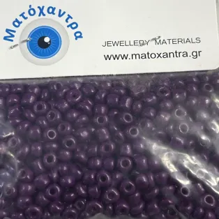 Γυάλινα χαντράκια- μωβ 4mm Συσκευασία 64gr