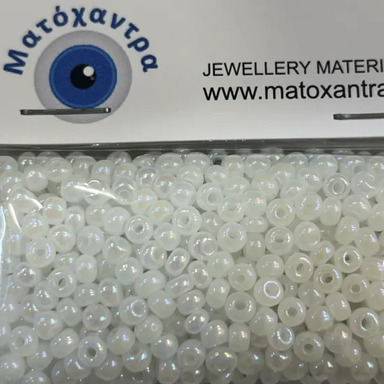 Γυάλινα Χαντράκια Preciosa Λευκό Ιριζέ 4mm 40gr