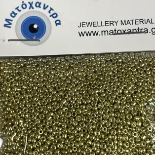 Γυάλινα χαντράκια 3,5mm χρυσά-65gr/sb183