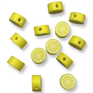 Χάντρα Λεμόνι Fimo 10x5mm με Τρύπα 1.5mm – Συσκευασία 50 Τεμαχίων