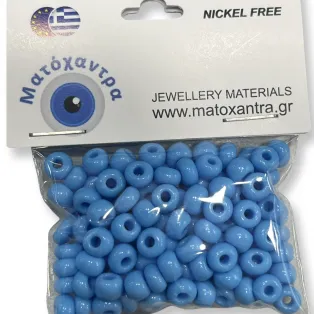 Γυάλινο χαντράκι τιρκουάζ 6mm-32g/sb158
