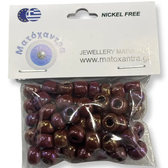 Γυάλινο χαντράκι  μωβ   6*5mm-32g