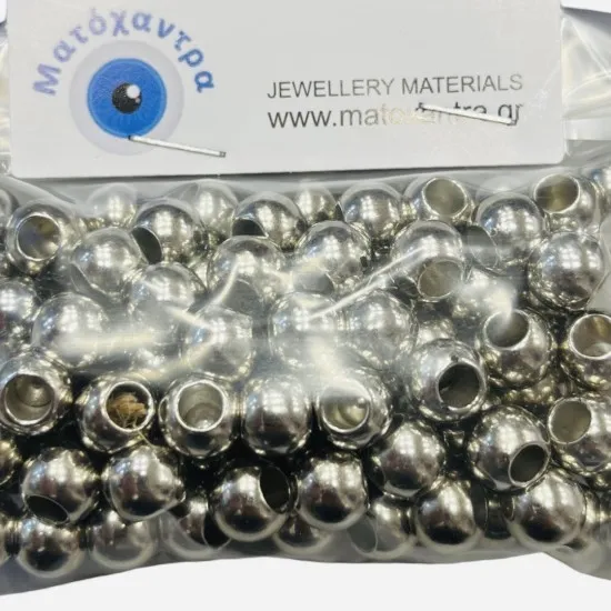 Ακρυλική χάντρα 10mm  σε ασημί  χρώμα
