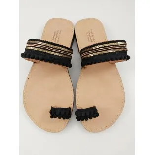 Σανδάλι δερμάτινο boho μαύρο