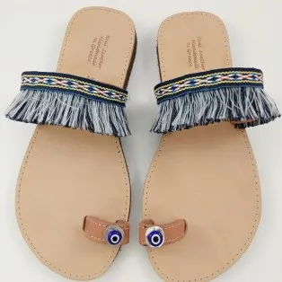 Σανδάλι δερμάτινο boho μπλε
