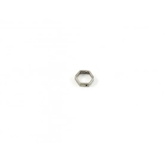 Μπρούτζινο ασημί εξάγωνο  περαστο 1.3*1.3cm
