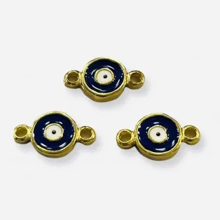 Μάτι σμαλτένιο  επίχρυσο με κρικάκια 15x8mm
