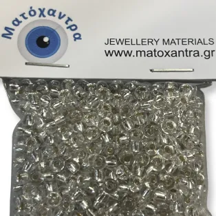 Γυάλινα Χαντράκια Preciosa Διάφανο Ασημί 4mm – 40gr | Χάντρες για Κέντημα & Κοσμήματα
